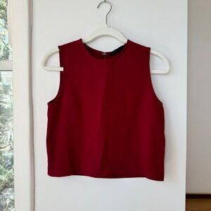 Jenni Kayne Sleeveless Blouse Shell Tank Top Crop in Maroon Red